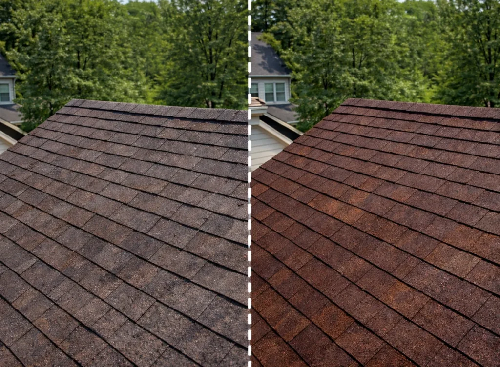 Before and after Roofing Rejuvenation Maintenance services in Springfield IL